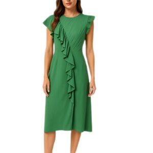 Future Collective NWT Green Ruffle Midi Dress Women’s Size M